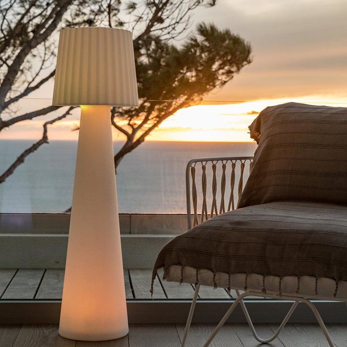 Lampadaire extérieur sans fil - LUMISKY - LADY C110 - LED multicolore dimmable - Abat-jour ondulé - Télécommande - H110 cm