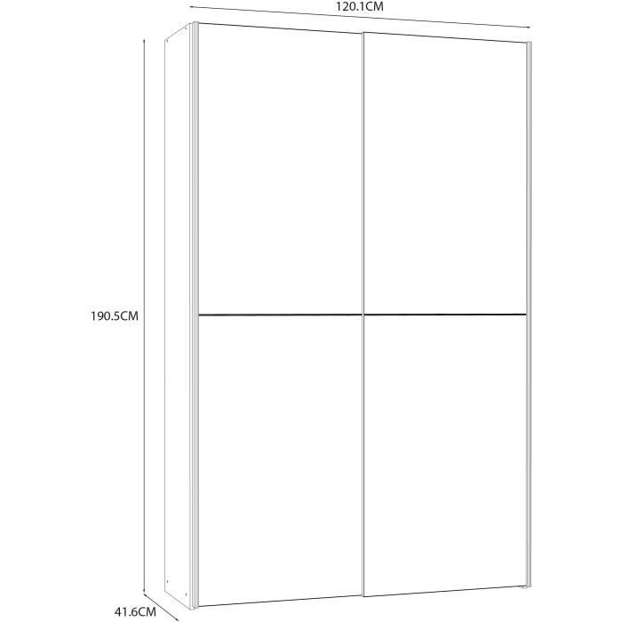 Armoire 2 portes coulissantes multifonction - Blanc mat - L120 x P41,6 x H190,5 cm - OZZULA