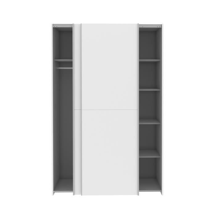 Armoire 2 portes coulissantes - Blanc mat - L 120 x P 61,2 x H 190,5 cm - OZZULA