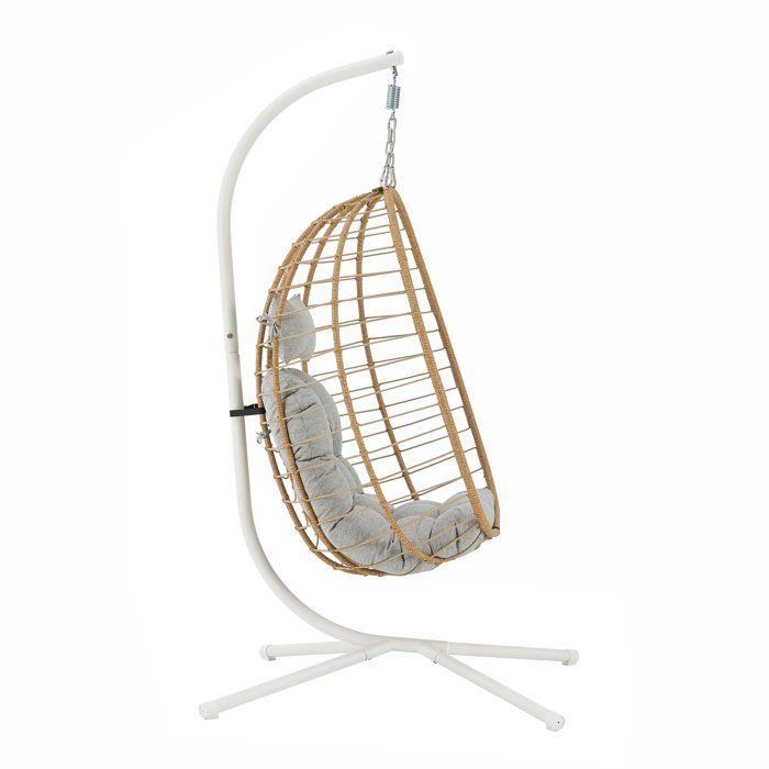Fauteuil oeuf suspendu - PALAVA - Structure en acier - Tissage en rotin synthétique - D95 x L98 x H200 cm