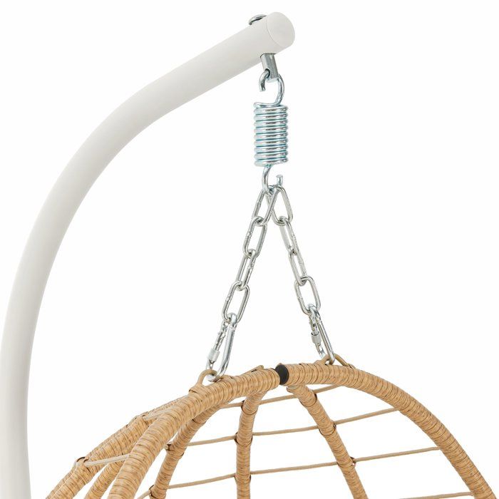 Fauteuil oeuf suspendu - PALAVA - Structure en acier - Tissage en rotin synthétique - D95 x L98 x H200 cm