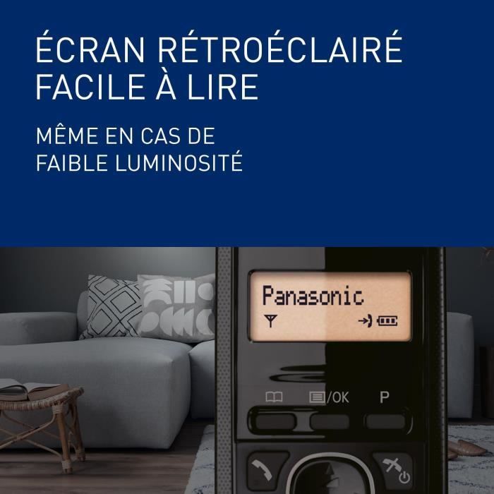 Téléphone Sans Fil Panasonic KX-TG1611FRH DECT avec Répondeur et Écran LCD