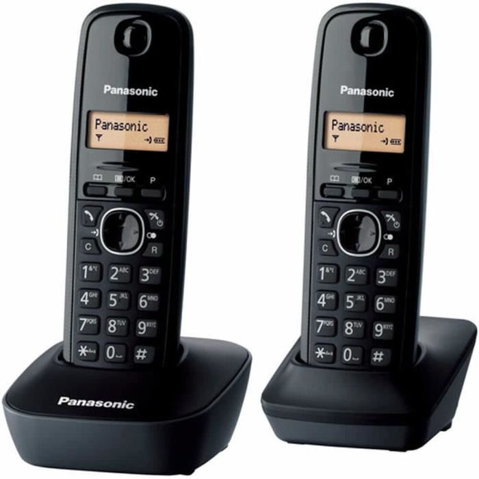 Panasonic KX-TG1612FRH | TÈlÈphone NumÈrique Sans Fil, Base + 2 CombinÈs, ID Appelant, Batterie Longue DurÈe, LCD, Rappel, R…PONDEUR