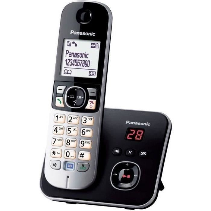 Panasonic KX-TG6821FRB | TÈlÈphone Sans Fil DECT avec RÈpondeur, Mains Libres Identification Appelant,Blocage Appels,…cran LCD, Noir