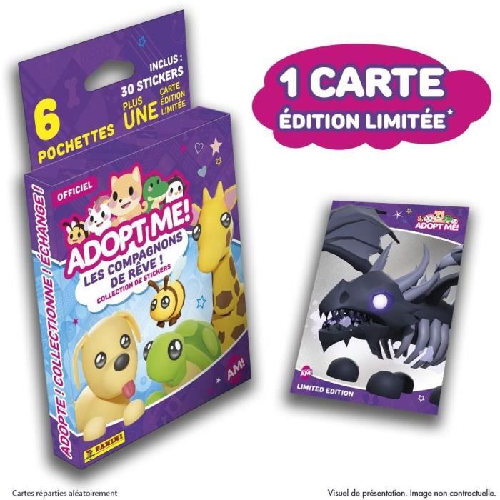 Stickers - PANINI - Adopt Me! Roblox - Blister 6 pochettes - 1 carte édition limitée - 35 stickers