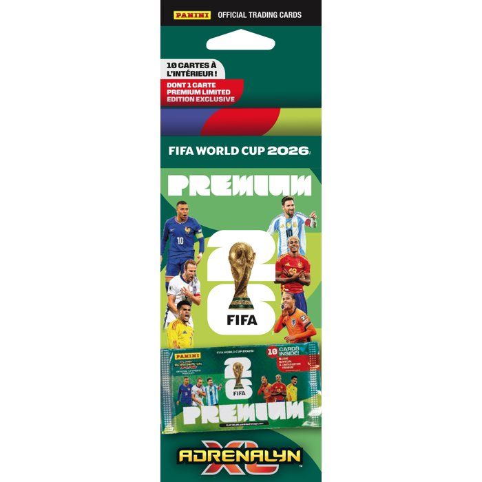 Pochette Premium - PANINI - COUPE DU MONDE DE LA FIFA 26TM TCG - 4 cartes spéciales - 1 carte Édition Limitée