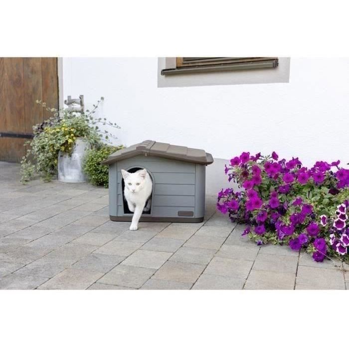 KERBL - Maison extérieure pour chats - 60 x 51 x 41 cm - Gris et marron - Plastique