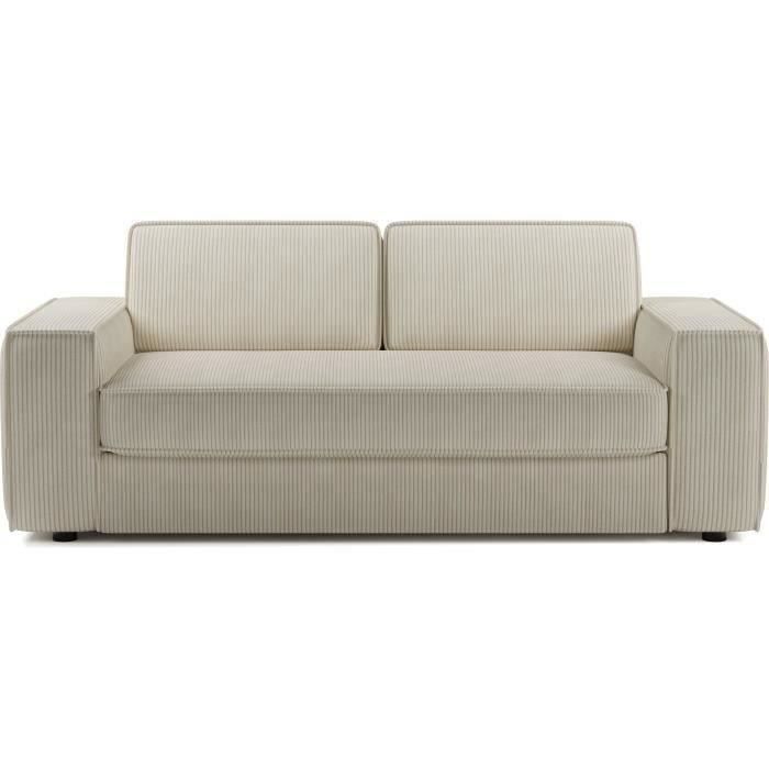 Canapé convertible express en velours côtelé - matelas 14cm - PAOLA - 210 x 100 x 87 cm