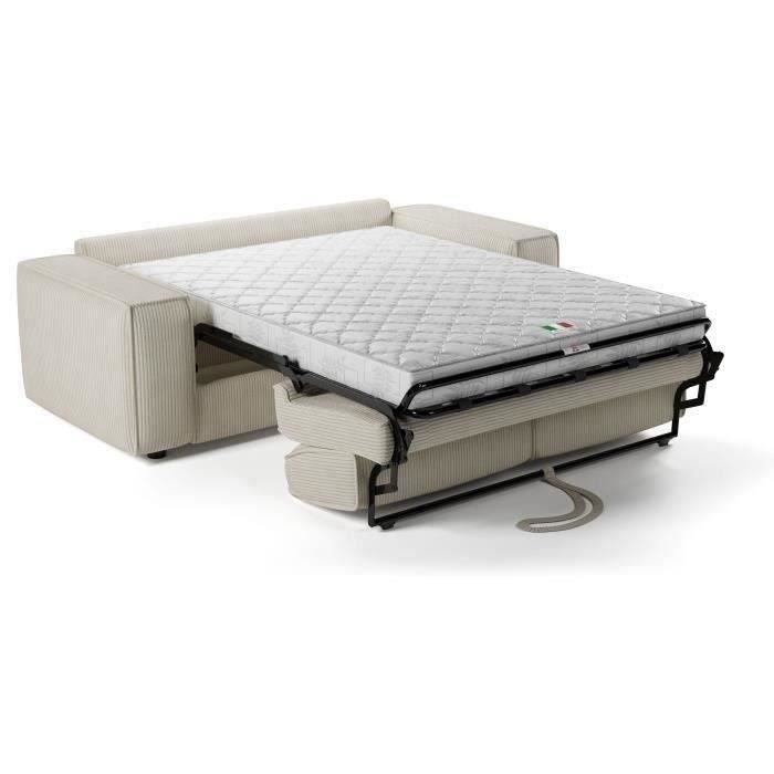 Canapé convertible express en velours côtelé - matelas 14cm - PAOLA - 210 x 100 x 87 cm