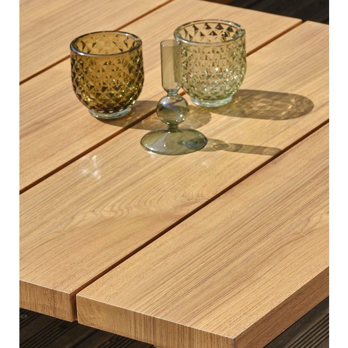 Salon de jardin - Blanc - Aluminium et plateau imitation bois - 5 places - Lavezzi
