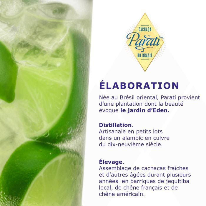PARATI - Cachaça - Origine : Brésil - 38% Alcool - Bouteille 70 cl