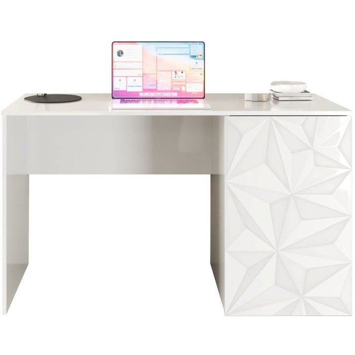 Bureau - PARIGI - Blanc laqué brillant avec sérigraphie - 120 x 60 x 75 cm