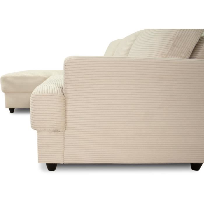 Canapé d'angle gauche 4 places - PAUL in cord - Tissu Beige - 216 x 141 x 79 cm - Fabriqué en Ukraine