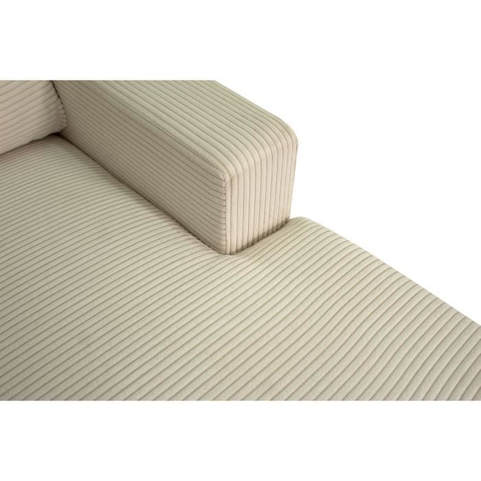 Canapé d'angle droit 4 places - PAUL in cord - Tissu Beige - 216 x 141 x 79 cm - Fabriqué en Ukraine