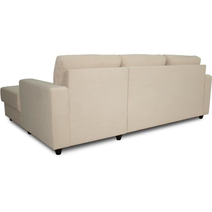 Canapé d'angle droit 4 places - PAUL in cord - Tissu Beige - 216 x 141 x 79 cm - Fabriqué en Ukraine