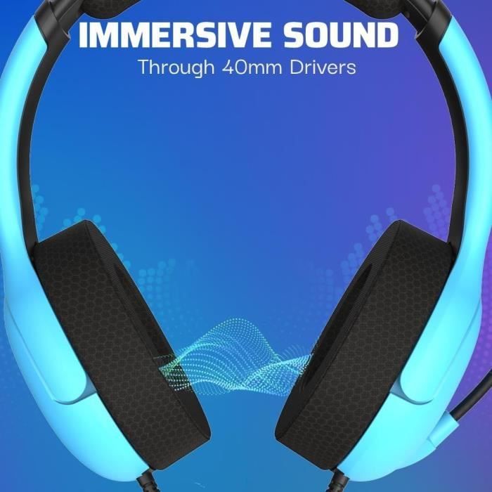 Casque Filaire - Airlite - Neptune Blue - Compatible PS4/PS5 - Microphone Boom - Arceau Circum-aural