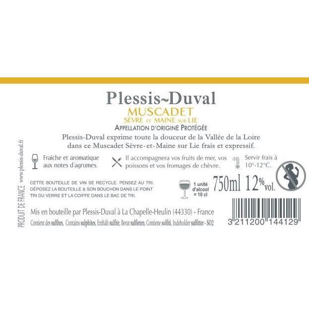 Plessis-Duval Muscadet Sevre et Maine sur Lie - Vin blanc de Loire 2023