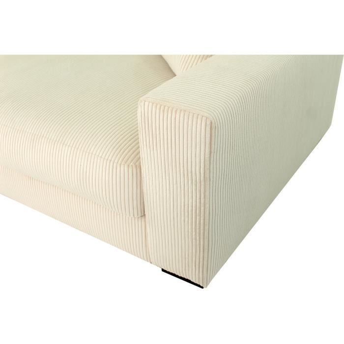 Canapé droit fixe - 4 places - PEDRO - Velours côtelé Beige - 261 x 124 x 82.5 cm