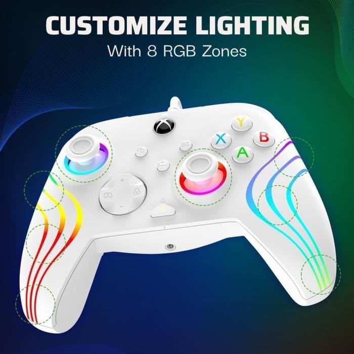 Manette filaire - Afterglow Wave - Nintendo Switch et Switch OLED - PDP - Éclairage LED - Blanc