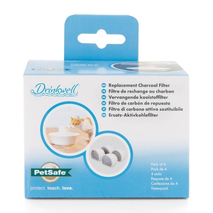 PetSafe - Filtre au Charbon de Rechange pour Fontaine a eau Drinkwell en Céramique Avalon, Pagoda et StreamSide, Naturel, Pack de 4