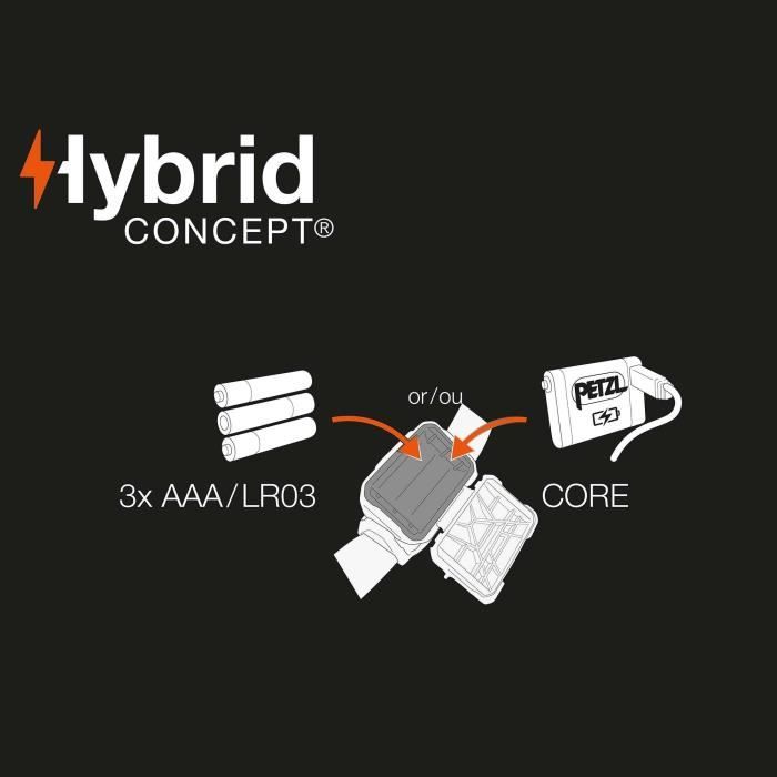 Lampe frontale Ètanche - PETZL - ARIA 2 - 450 lumens - 3 piles AAA/LR03 incluses - Noir