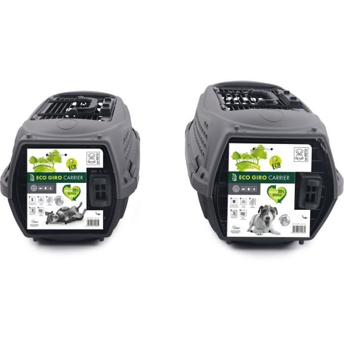 Caisse de transport pour chat M.PETS ECO GIRO - Cage en plastique - Taille S - Gris