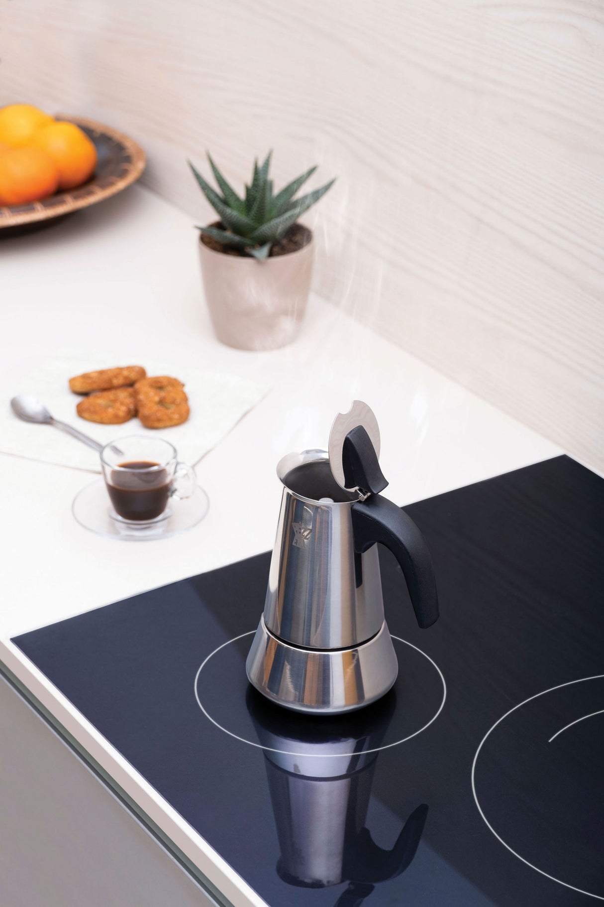 Cafetiere italienne - PEZZETTI - STEELEXPRESS - Acier inoxydable - 10 tasses - Tous feux dont induction - Argent