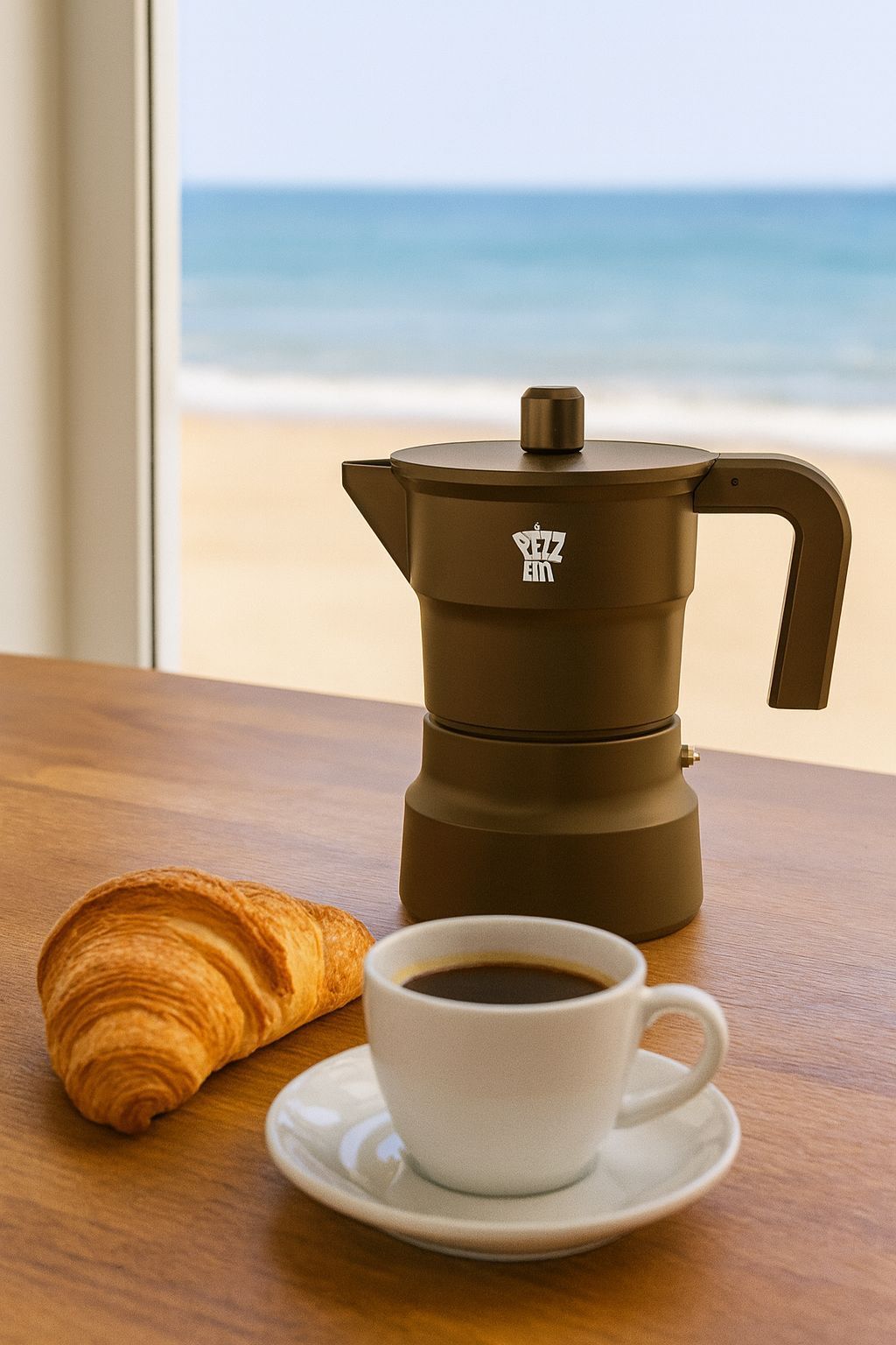 Cafetiere italienne - PEZZETTI - SOLIDEXPRESS - Aluminium - 3 tasses - Kaki