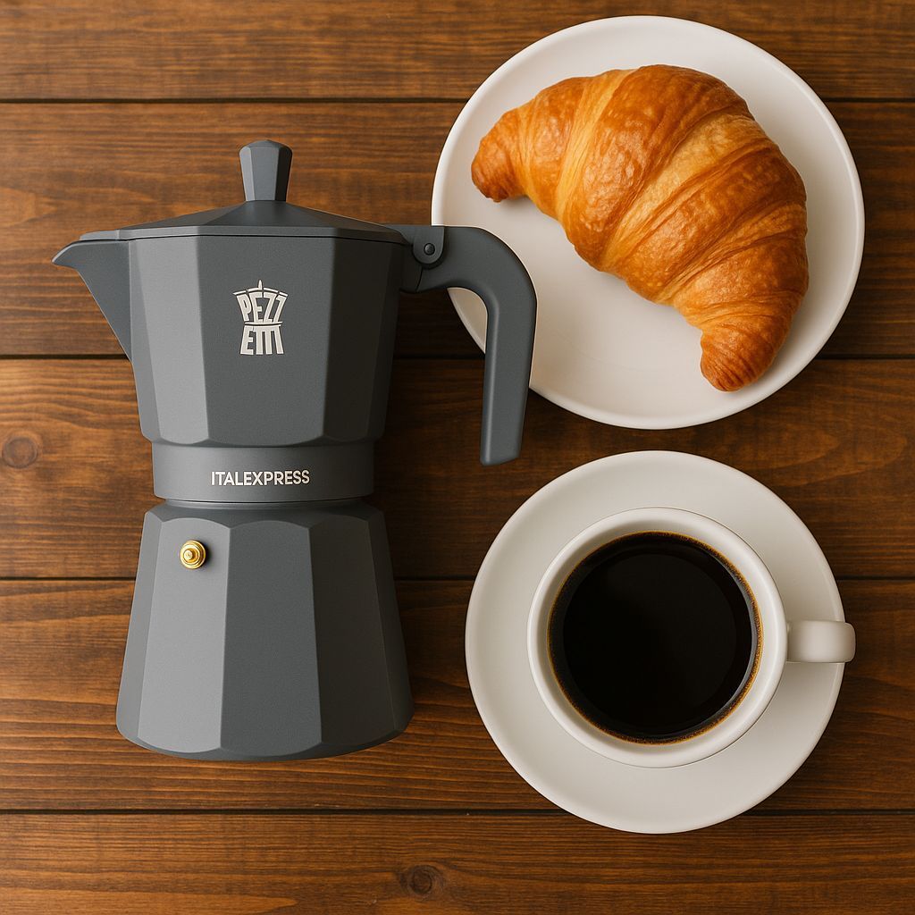 Cafetiere italienne - PEZZETTI - ITALEXPRESS - Aluminium - 3 tasses - Bleu