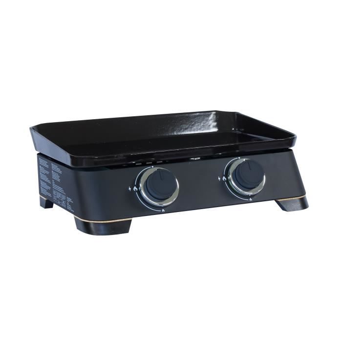 COOK'IN GARDEN Plancha gaz DUNE 60 - L 40 × l 47 × H 20cm - Surface de cuisson : L 131 × l 60 × H 103 - Métal + bambou