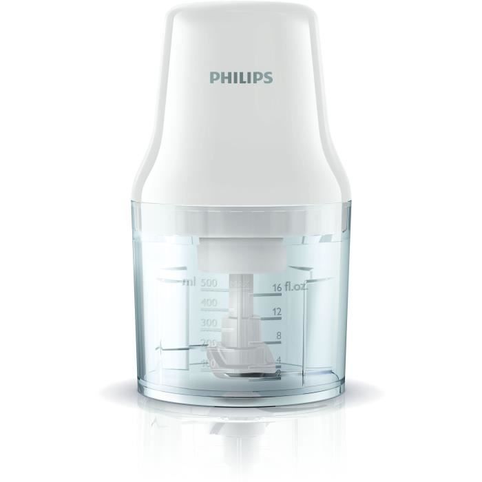 Hachoir ÈlÈctrique - PHILIPS - HR1393/00 - 450 W - 0,7 L - 2 lames - Blanc