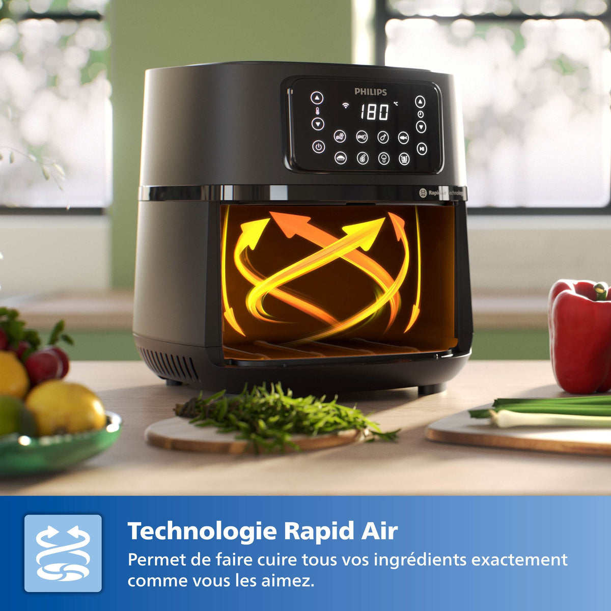Friteuse sans huile - PHILIPS - HD9285/93 Airfryer - Connecté - Noir - Série 5000 - 7.2L