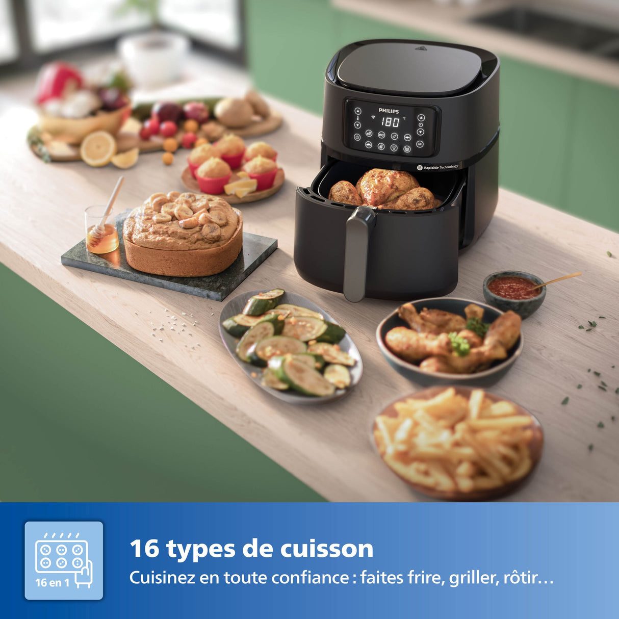 Friteuse sans huile - PHILIPS - HD9285/93 Airfryer - Connecté - Noir - Série 5000 - 7.2L