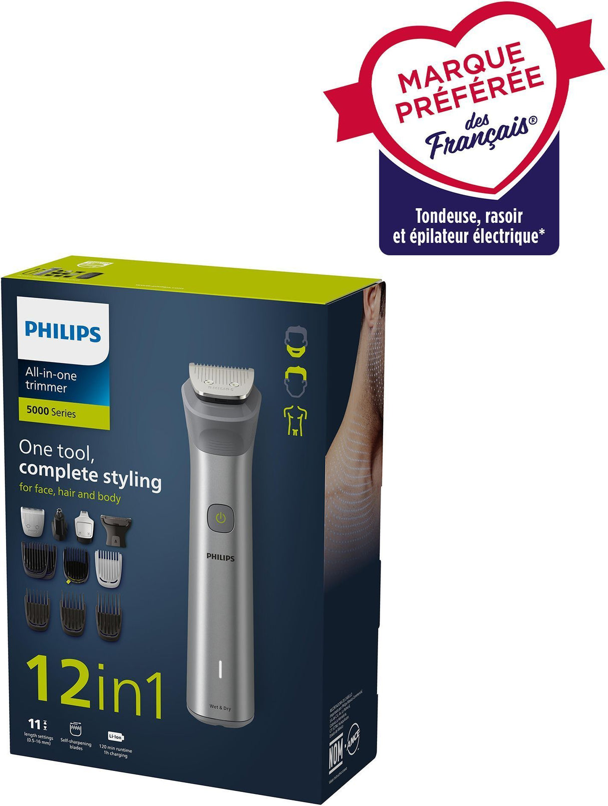 Tondeuse a cheveux - PHILIPS - MG5940/15 - Sans fil - 12 accessoires - Acier inoxydable