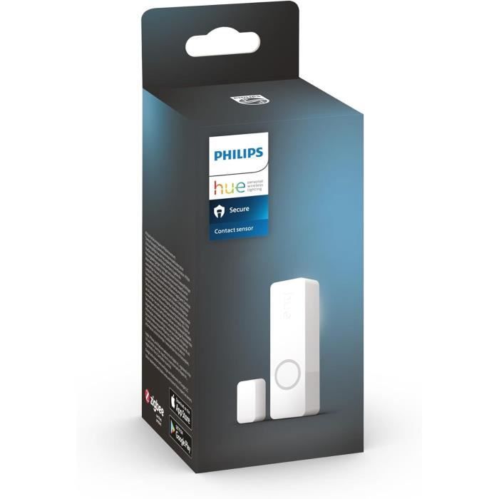 Capteur de contact - Philips Hue - Secure - Porte ou fenetre - Installation facile - Contrôle depuis l'application Hue - Blanc