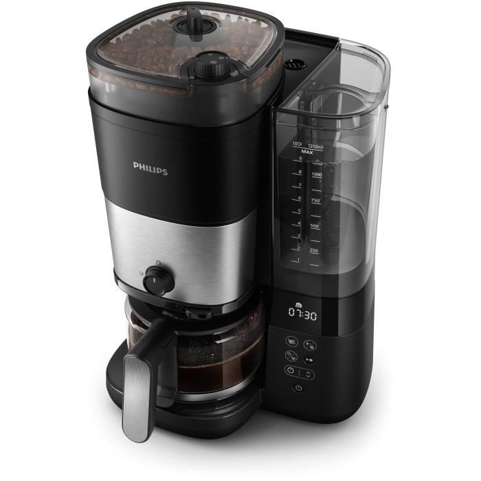 Cafetiere filtre avec broyeur intÈgrÈ - PHILIPS - HD7888/01 - Jusqu'a 10 tasses - 1,25 L - Noir / Argent