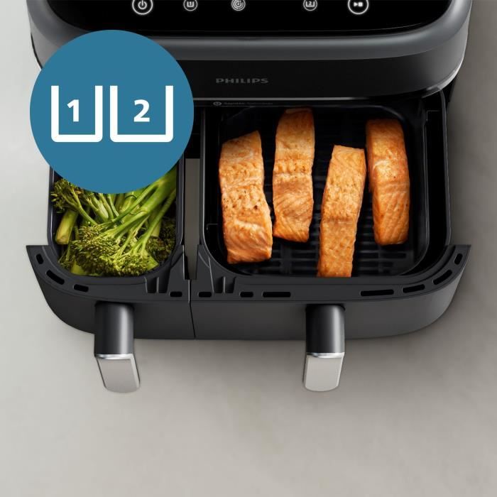 Friteuse sans huile - PHILIPS - Airfryer XXL NA351/00 - Double Cuve 9L - 8 PrÈrÈglages - Noir