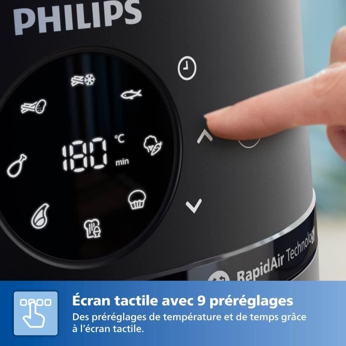 Friteuse sans huile - PHILIPS - NA230/00 - Airfryer Série 2000 6.2L - 13 modes de cuisson - fenetre de cuisson - 1500W - Noir
