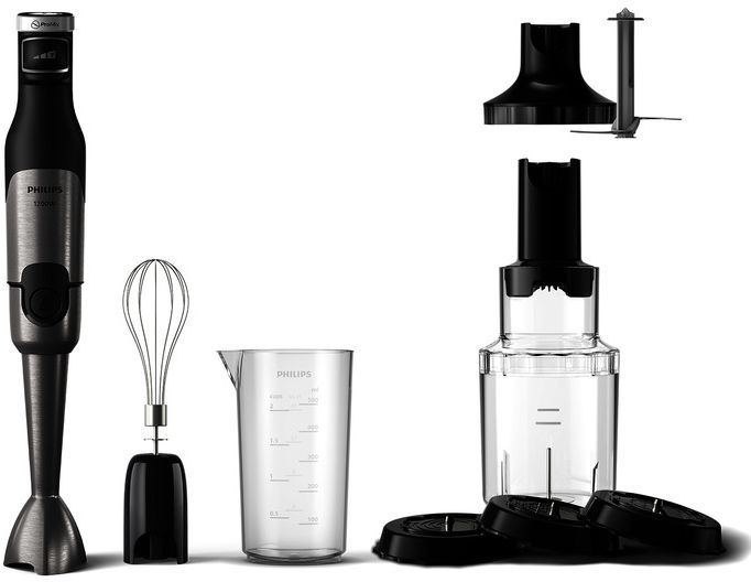 Mixeur plongeant - PHILIPS - HR2684/00 - ProMix Série 5000 - Métal/noir - 1200W - 4 accessoires