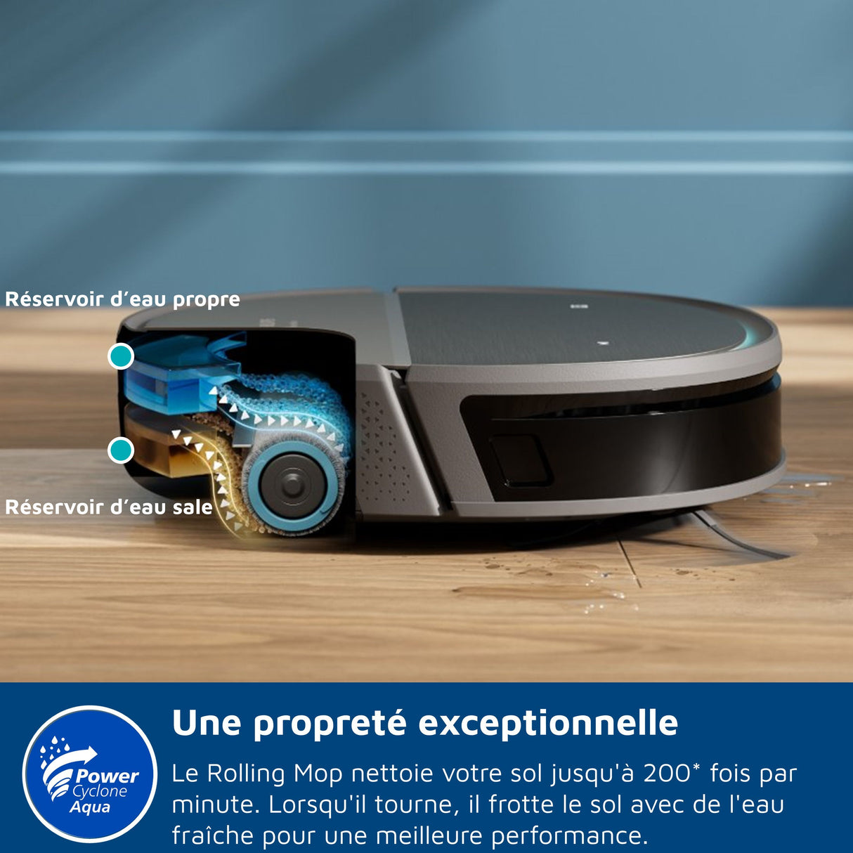 Aspirateur robot avec station tout-en-un - PHILIPS - XU9100/10 - Série 9000 - 8000 Pa - = 66 dB - Métal