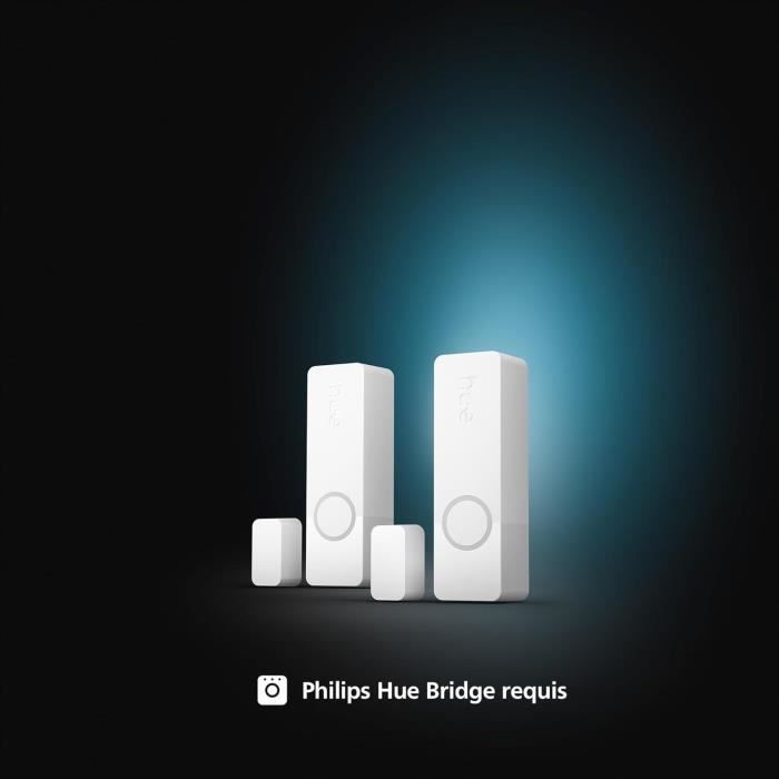 Capteurs de contact - Philips Hue - Secure - x 2 - Porte ou fenetre - Installation facile - Contrôle depuis l'application - Blanc