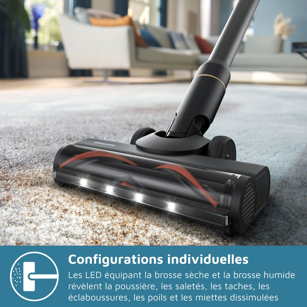 Aspirateur balai laveur 3-en-1 - PHILIPS - XW7264/11 - Série 7000 - PowerCyclone Aqua - 2500 tours/min - Noir & Jaune