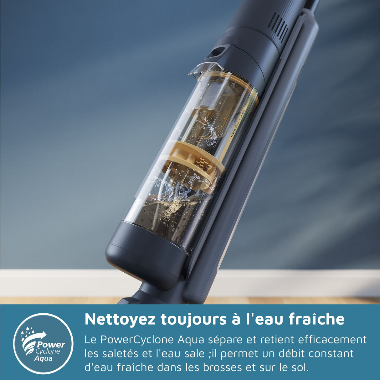 Aspirateur balai laveur 3-en-1 - PHILIPS - XW7264/11 - Série 7000 - PowerCyclone Aqua - 2500 tours/min - Noir & Jaune