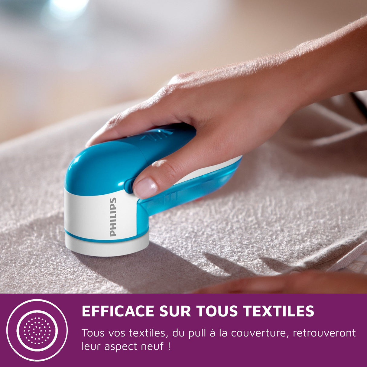 Rasoir anti bouloche - PHILIPS - GC026/00 - 3 lames - A piles - Bleu/blanc