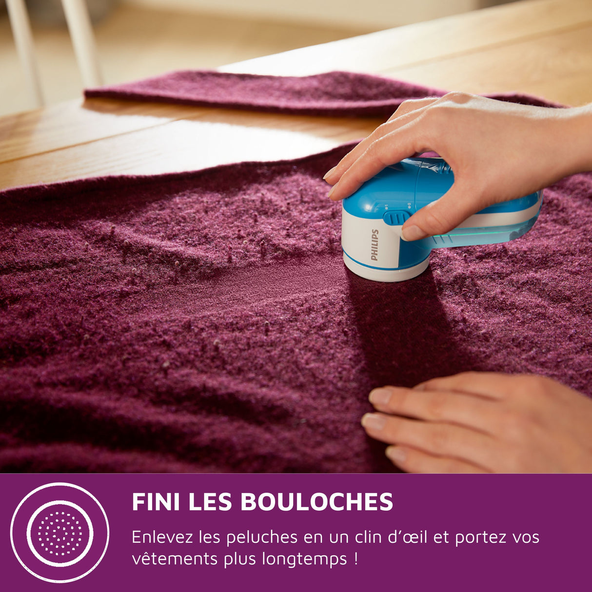Rasoir anti bouloche - PHILIPS - GC026/00 - 3 lames - A piles - Bleu/blanc