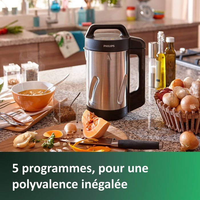 Blender chauffant pour soupe - PHILIPS - HR2203/80 - Série 3000 - 1000W - bol de 2L - Métal
