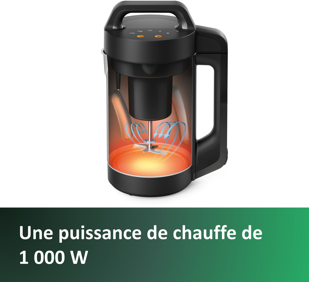 Blender chauffant pour soupe - PHILIPS - HR2203/80 - Série 3000 - 1000W - bol de 2L - Métal