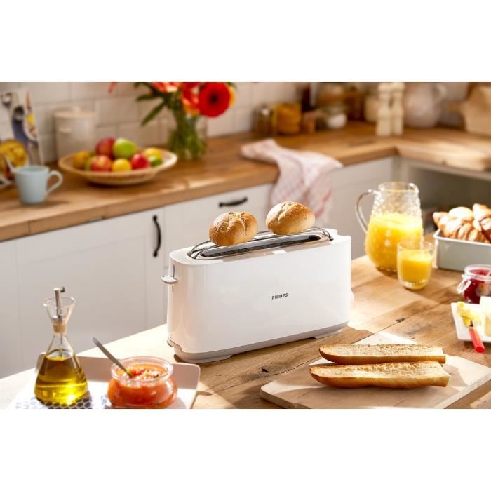 Grille pain PHILIPS HD2590/00 - 1 fente - Thermostat rÈglable - Fonction rÈchauffage et dÈgongÈlation - Blanc