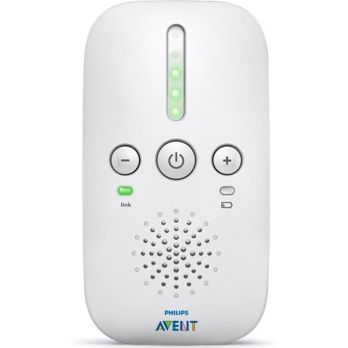 Ecoute-bébé SCD 502/26 - PHILIPS AVENT - Audio DECT - Gris/Blanc - Portée 300m - Volume réglable - Autonomie 24h
