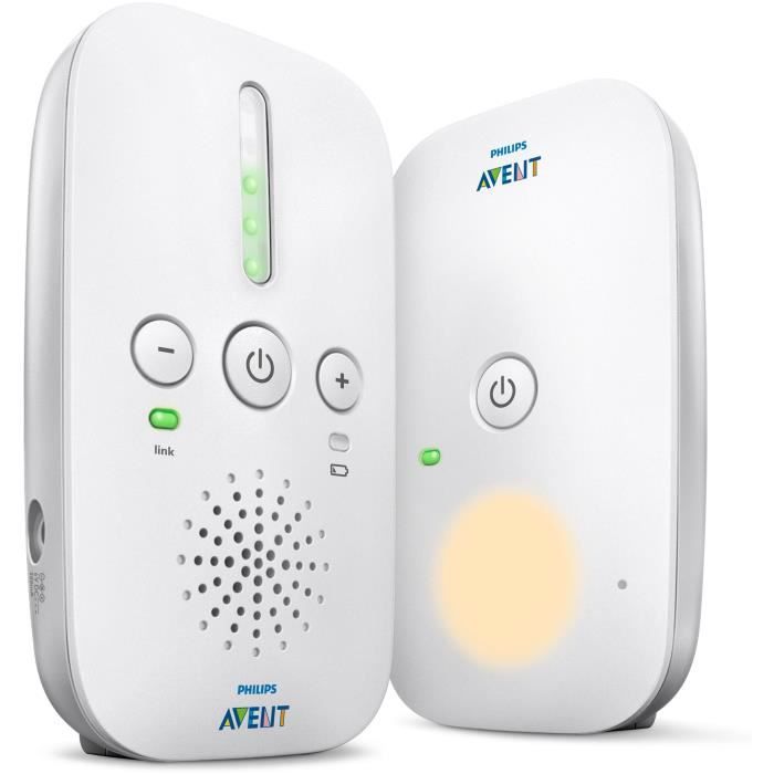 Ecoute-bébé SCD 502/26 - PHILIPS AVENT - Audio DECT - Gris/Blanc - Portée 300m - Volume réglable - Autonomie 24h